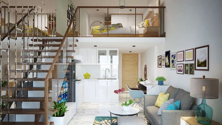 Mẫu nhà cấp 4 đẹp 100m² sử dụng gác lửng làm 2 phòng ngủ