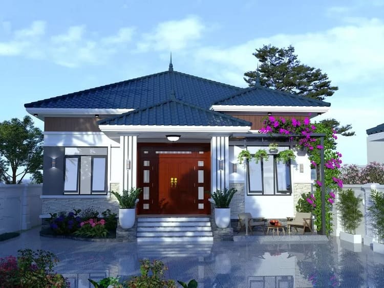 Mẫu nhà cấp 4 đẹp mái Nhật 3 phòng ngủ 100m² hiện đại, đầy đủ công năng