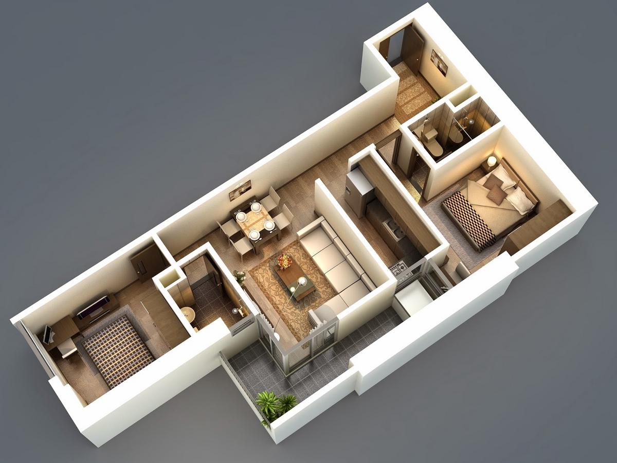 Bản vẽ nhà cấp 4 nông thôn mái bằng nhỏ gọn phong cách hiện đại