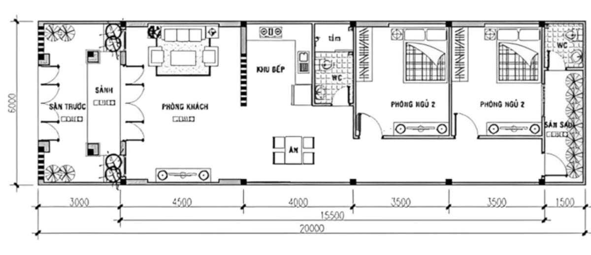 Bản vẽ nhà cấp 4 nông thôn thiết kế mở hiện đại, thoáng đãng