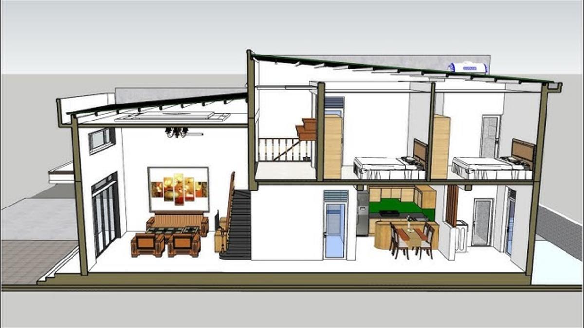 Bản vẽ nhà cấp 4 nông thôn ưu tiên phòng sinh hoạt chung tầng dưới