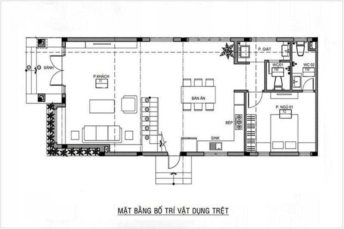 bản vẽ nhà mái nhật 2 tầng phong cách truyền thống tầng trệt
