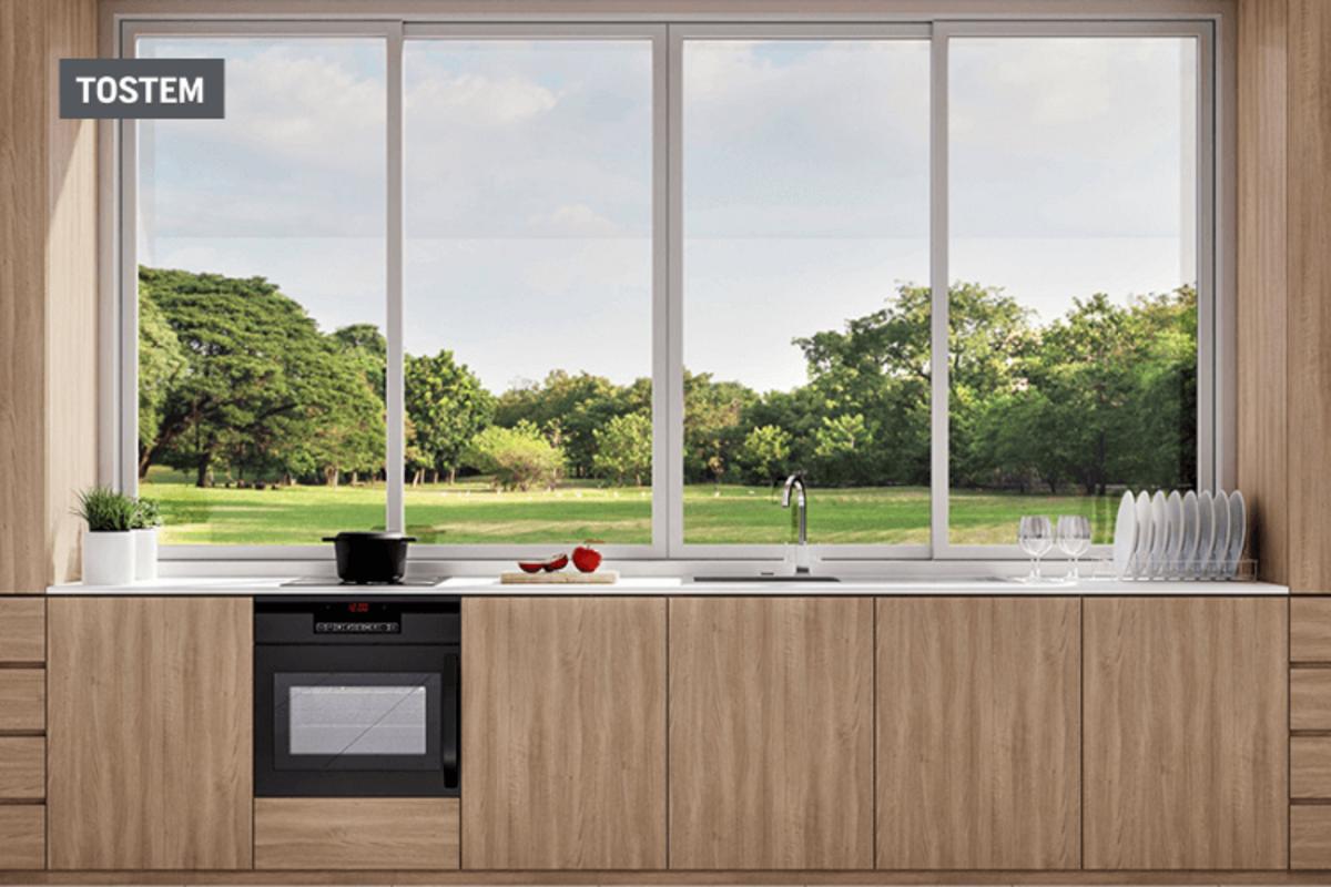 Beautiful 4-panel aluminum sliding window for kitchens using window material types