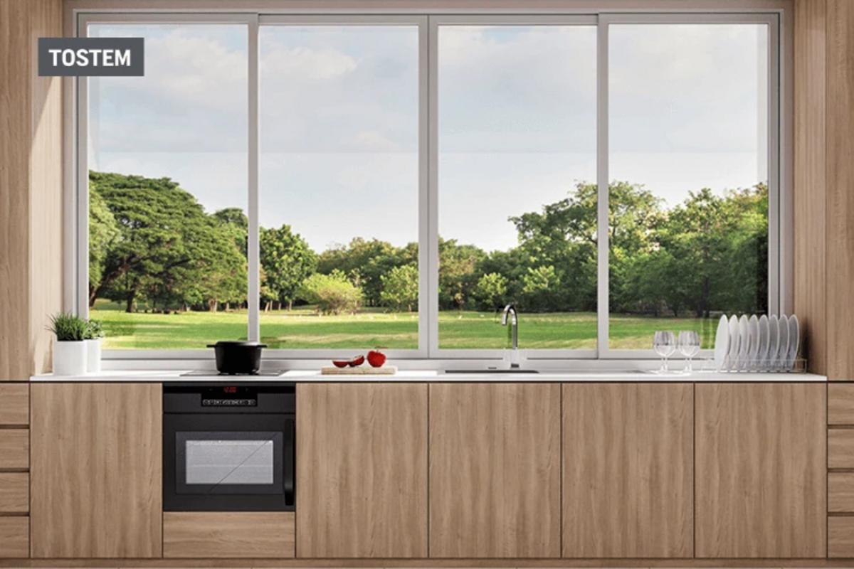Beautiful 4-panel sliding aluminum house modern window design.