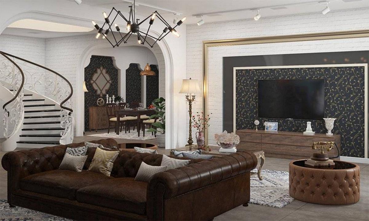 Bộ sofa sang trọng tạo điểm nhấn cho phòng khách phong cách thiết kế tối giản