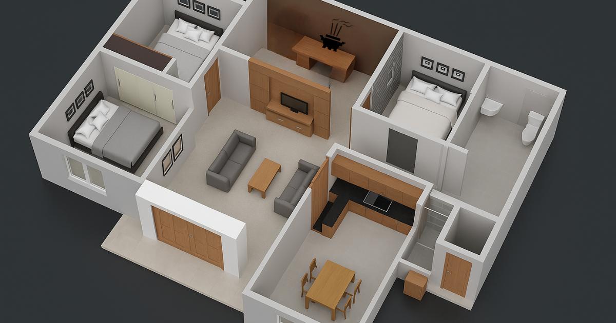 Cách bố trí công năng phổ biến cho mẫu nhà cấp 4 100m2 3 phòng ngủ 1 thờ