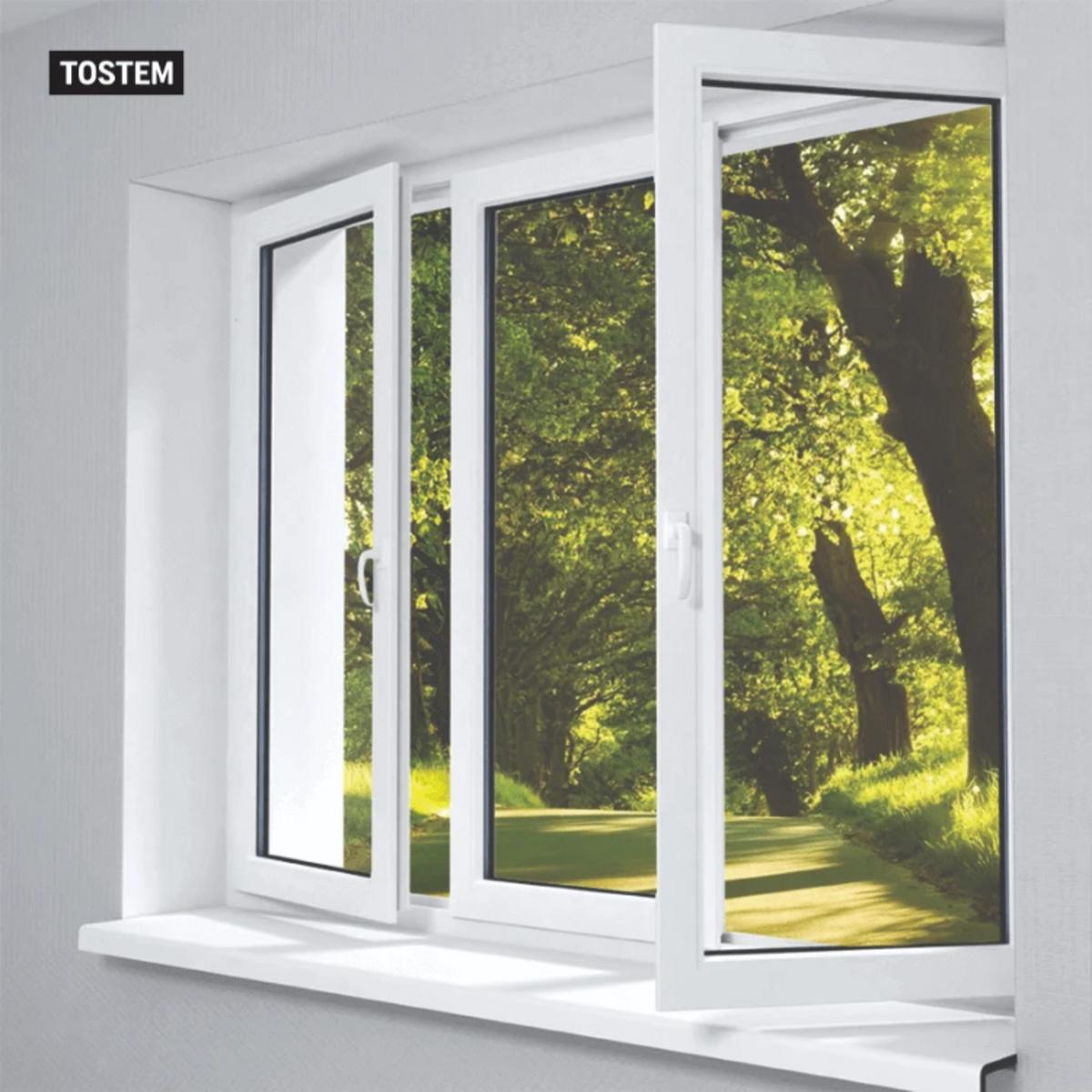 Contemporary 3-panel aluminum glass window door design.