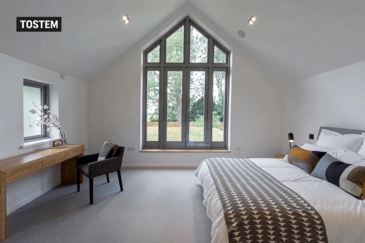 Contemporary window door tailored for bedroom comfort.