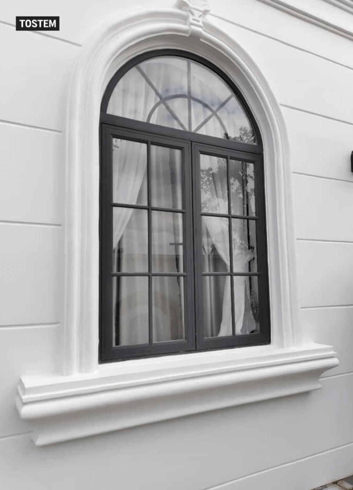 Elegant and unique aluminium arch window design in India.