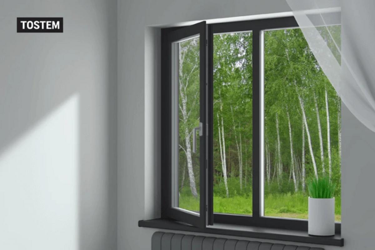 Elegant two-wing aluminum and glass double casement window