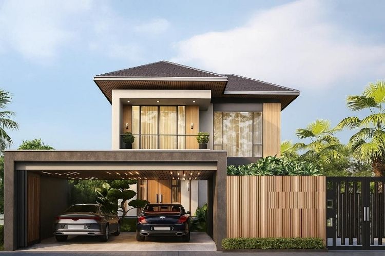 Lắp đèn LED vào hiên nhà giúp tăng sự tinh tế và thu hút.