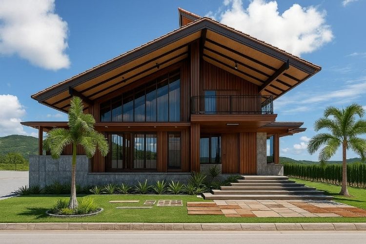Mẫu hiên nhà 2 tầng bằng gỗ siêu lớn