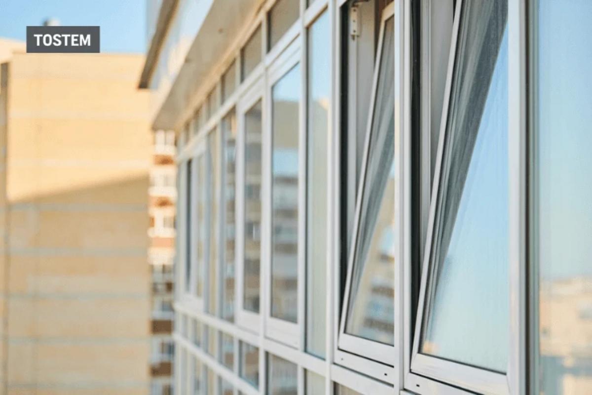 Inward-opening awning modern window designs with bold style.
