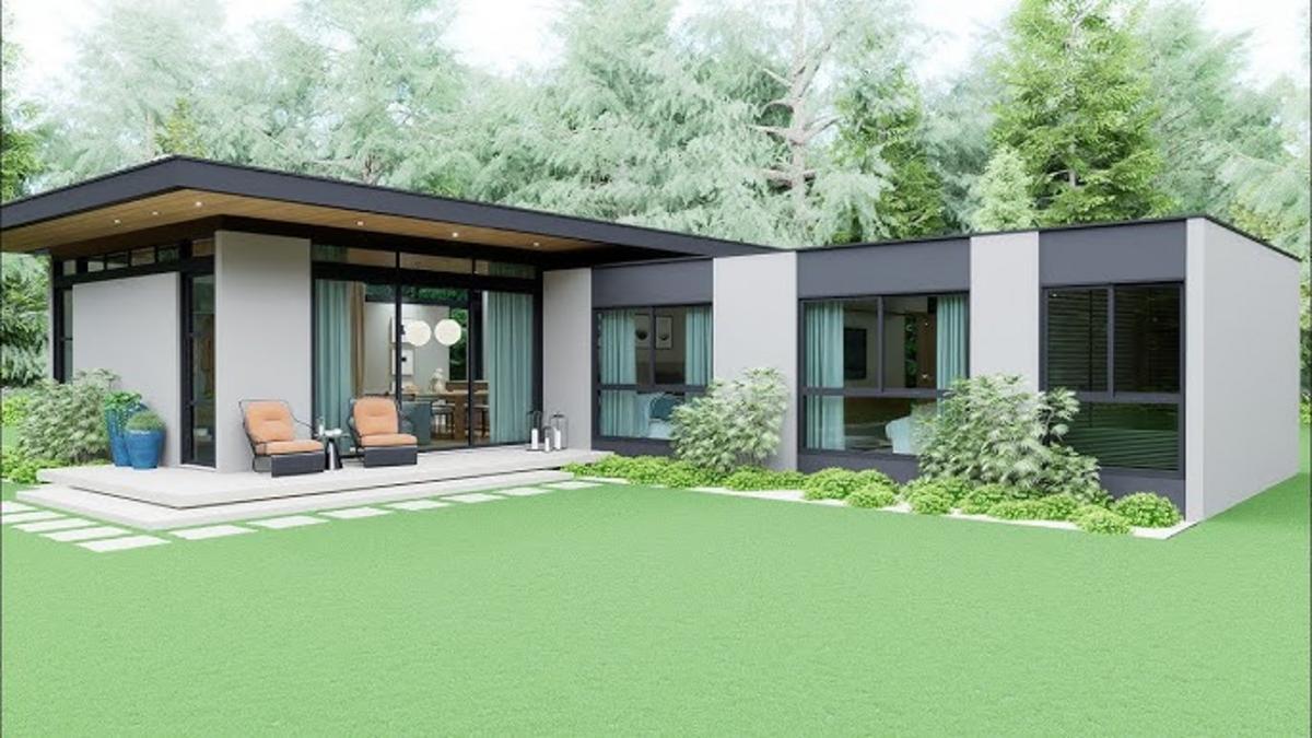 Không gian ngoài trời nhà cấp 4 nông thôn chữ l kết hợp hài hòa, sống trong lành