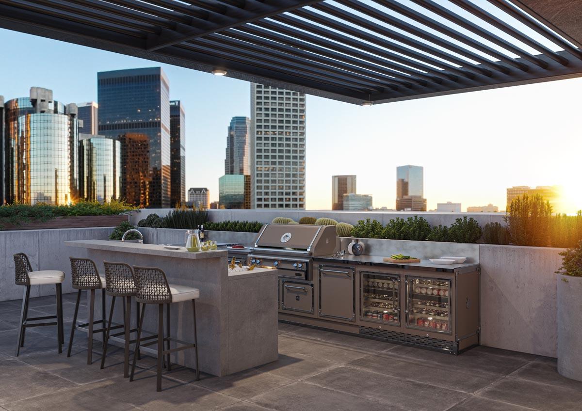 Khu BBQ sân thượng là điểm hẹn ấm cúng cho mọi thành viên gia đình.