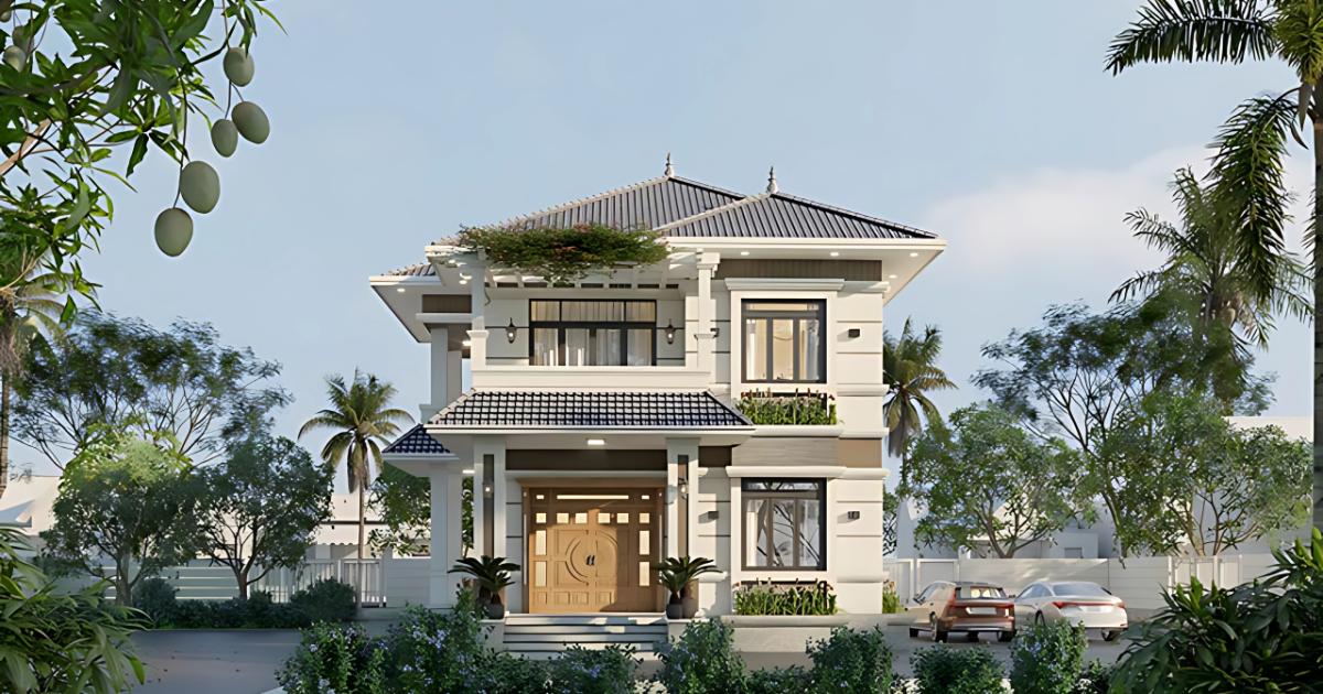 Kiến trúc mẫu nhà mái Nhật 2 tầng hiện đại 100m² đáp ứng cuộc sống tiện nghi