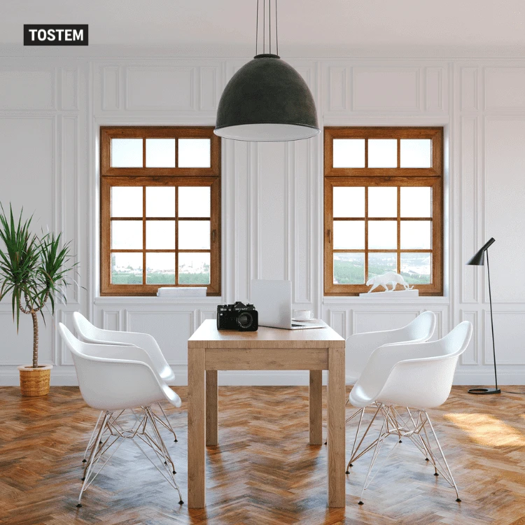 Light-toned wooden window frame suited for modern vintage interiors