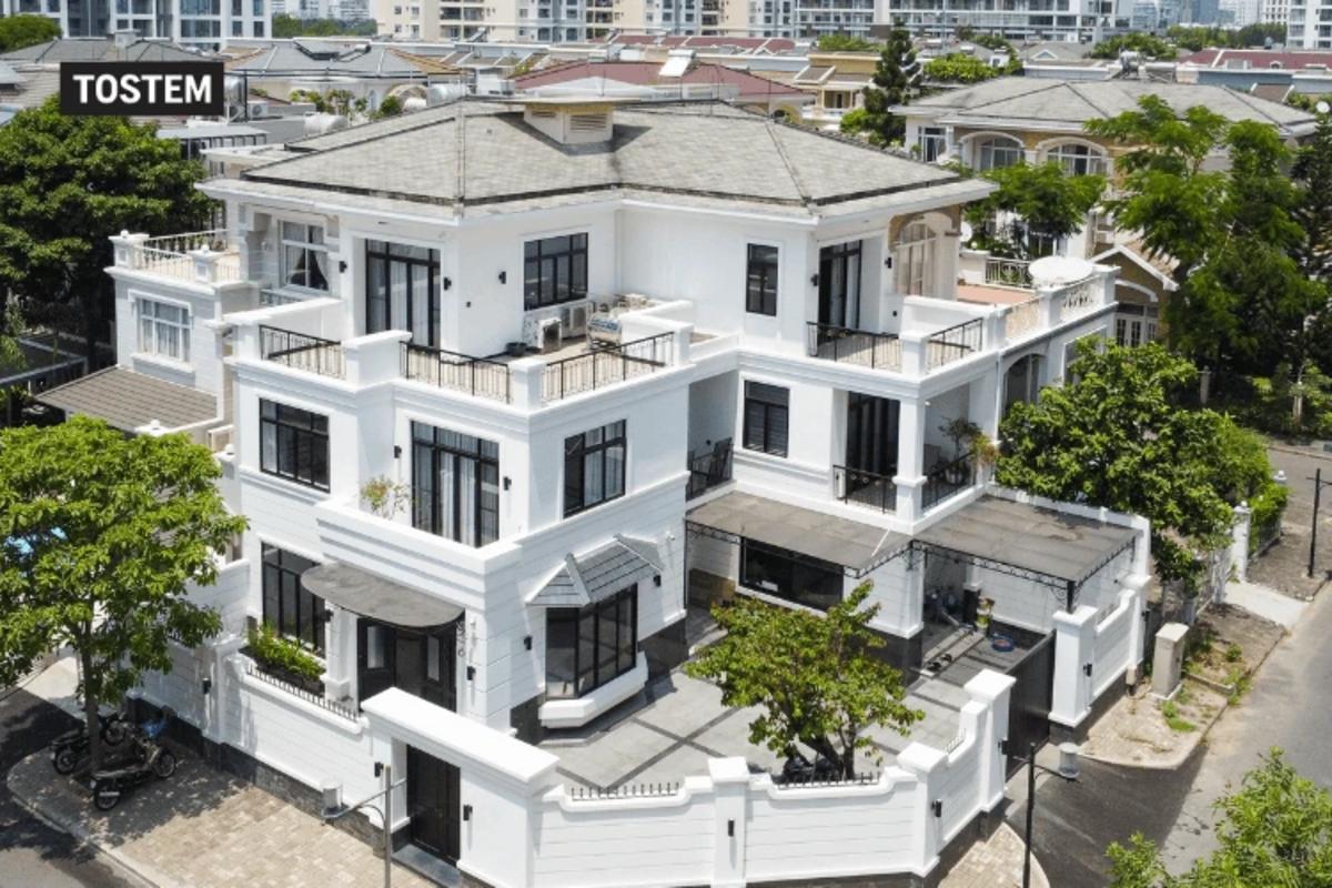 Luxury villa with premium aluminum and glass double casement windows