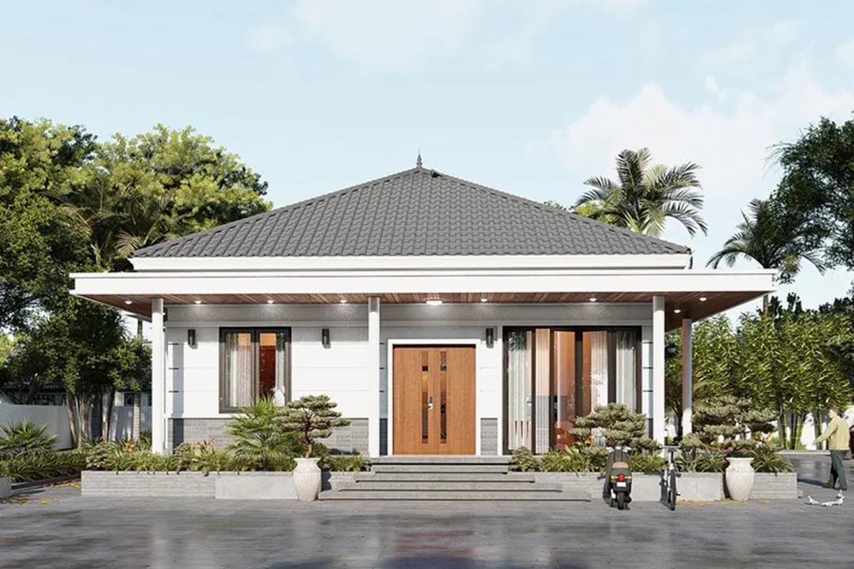 Mặt bằng nhà mái Nhật 1 tầng có kiến trúc đơn giản