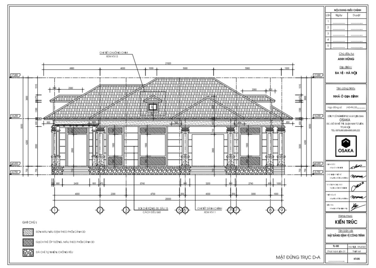 Mặt dựng bản vẽ nhà cấp 4 nông thôn mái Nhật hiện đại tinh tế