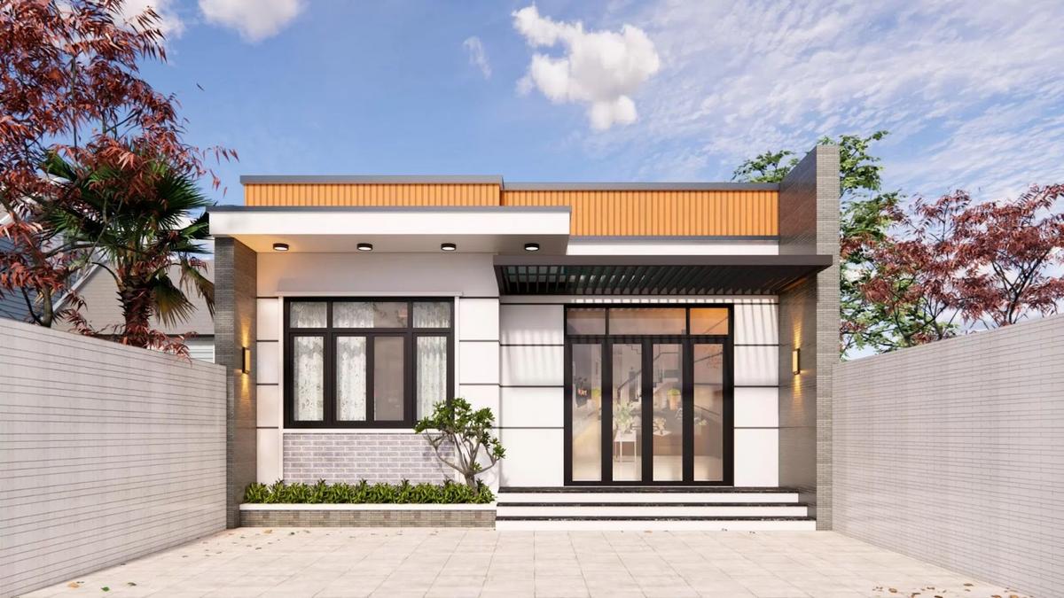 Mẫu mặt tiền nhà cấp 4 nông thôn 2 phòng ngủ mái bằng ngang 7 - 9m tiện lợi