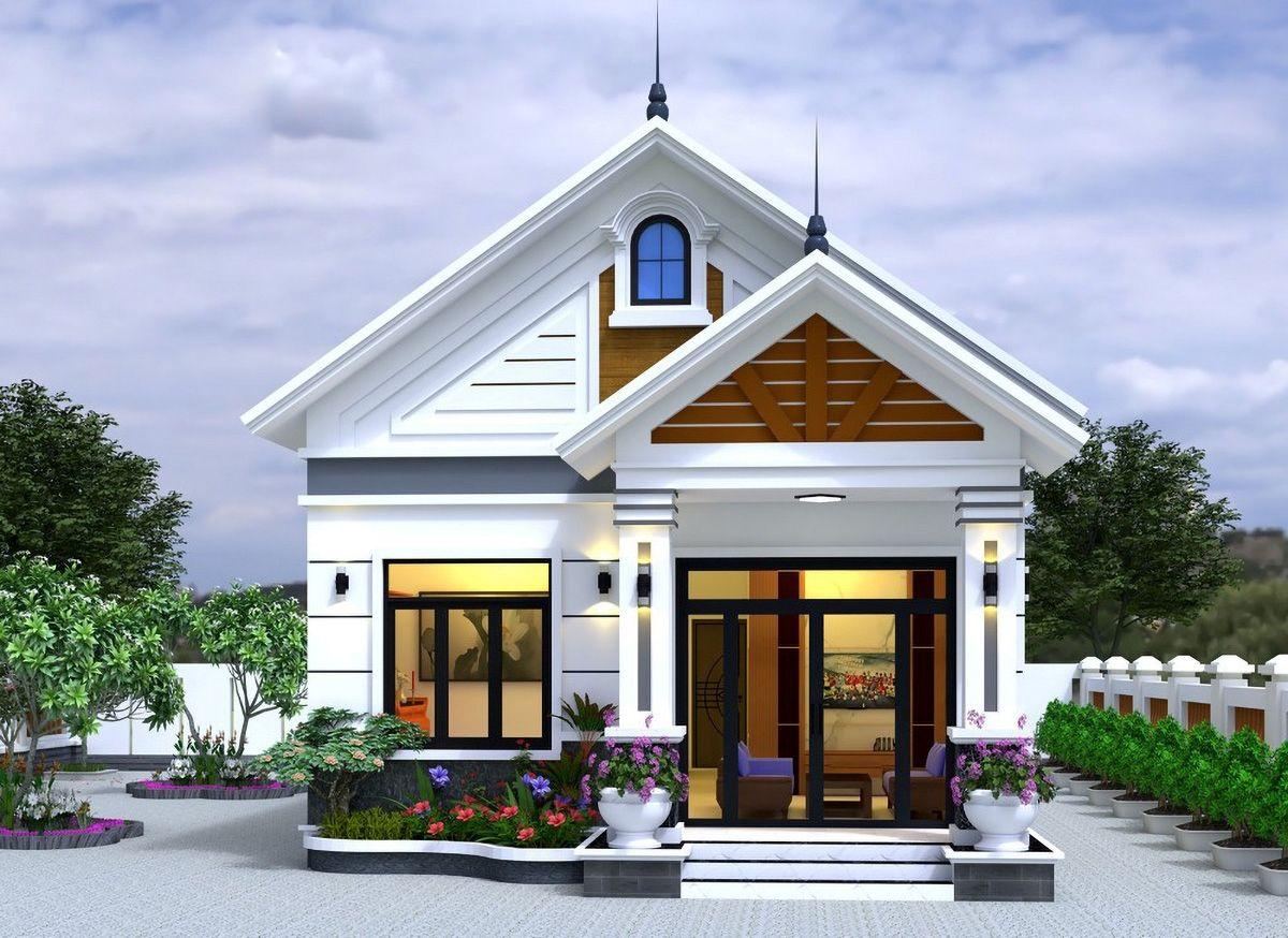 Mẫu mặt tiền nhà cấp 4 nông thôn 2 phòng ngủ mái Thái hiện đại tinh tế