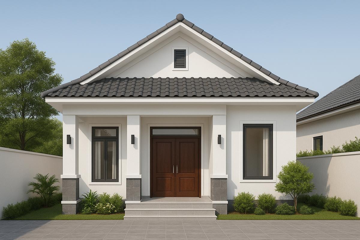 Mẫu nhà cấp 4 100m2 3 phòng ngủ 1 thờ thiết kế bố cục nhà ống hợp lý