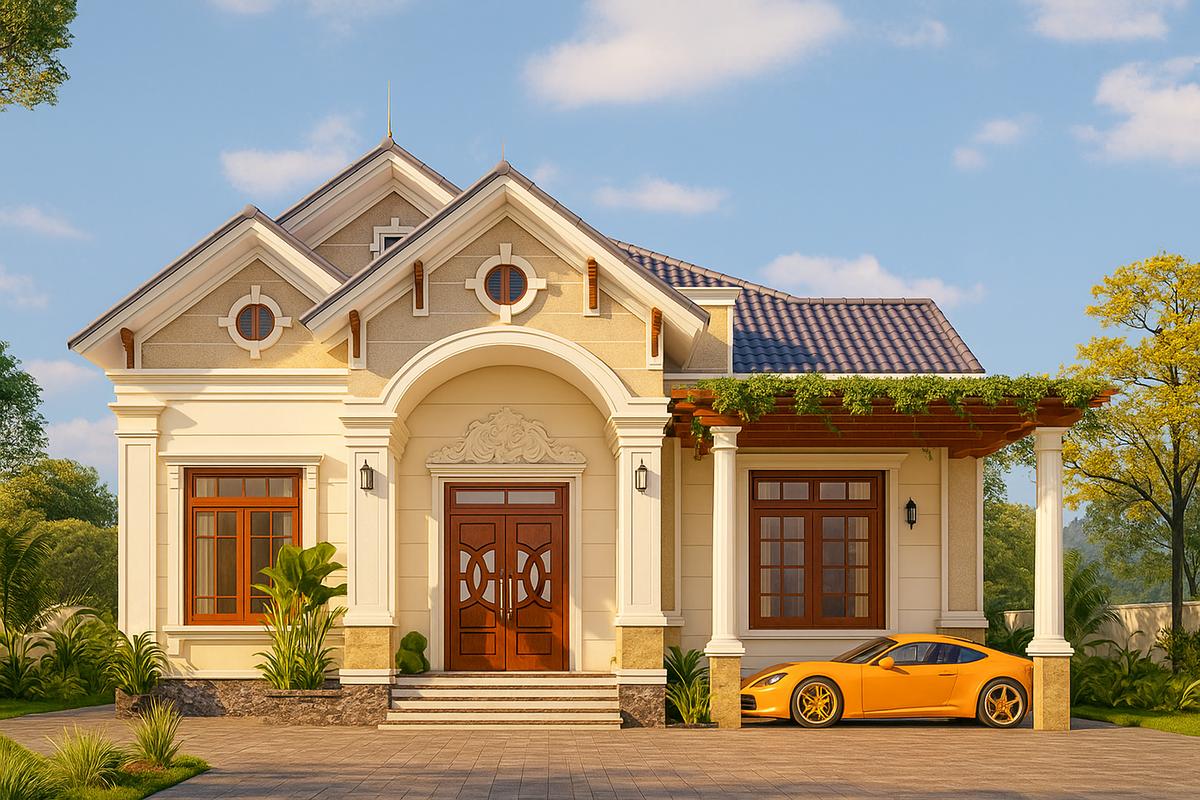 Mẫu nhà cấp 4 100m2 3 phòng ngủ 1 thờ thiết kế tiện nghi hiện đại