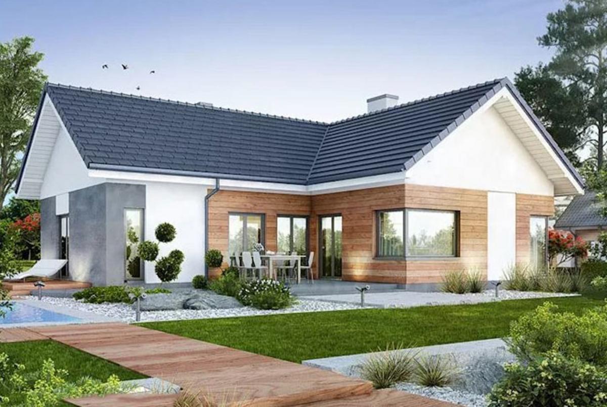 Mẫu nhà cấp 4 4 phòng ngủ 120m2 chữ L gần gũi thiên nhiên, sống an lành