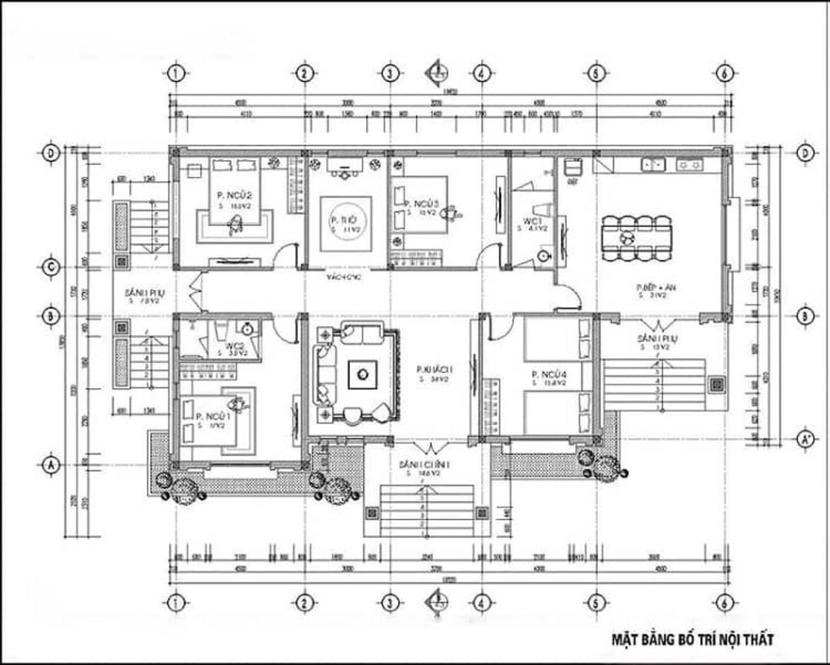 Mẫu nhà cấp 4 4 phòng ngủ 120m2 có công năng cân đối, đảm bảo thẩm mỹ