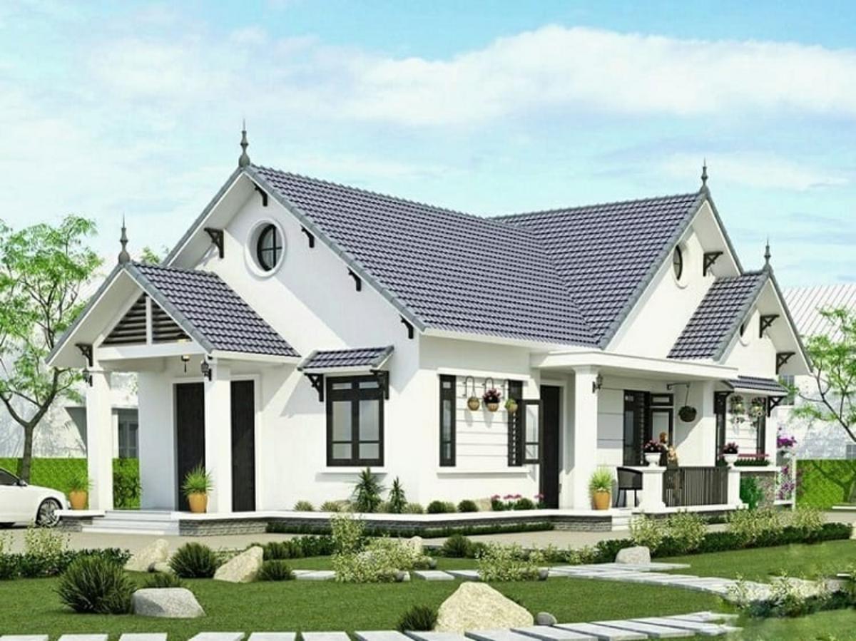 Mẫu nhà cấp 4 4 phòng ngủ 120m2 có sân vườn thoáng mát, gần gũi thiên nhiên