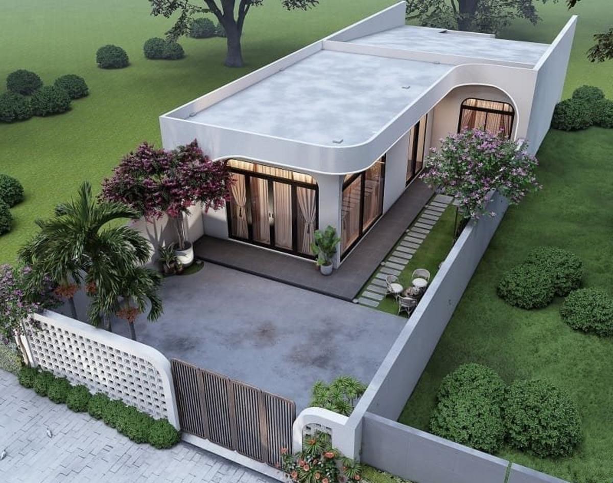 Mẫu nhà cấp 4 4 phòng ngủ 120m2 hiện đại kết hợp sân vườn thoáng mát