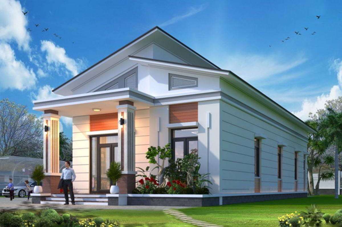 Mẫu nhà cấp 4 4 phòng ngủ 120m2 mái lệch đáp ứng nhu cầu sống hiện đại