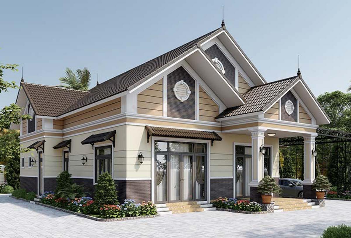 Mẫu nhà cấp 4 4 phòng ngủ 120m2 mái thái chống nóng phù hợp khí hậu nhiệt đới