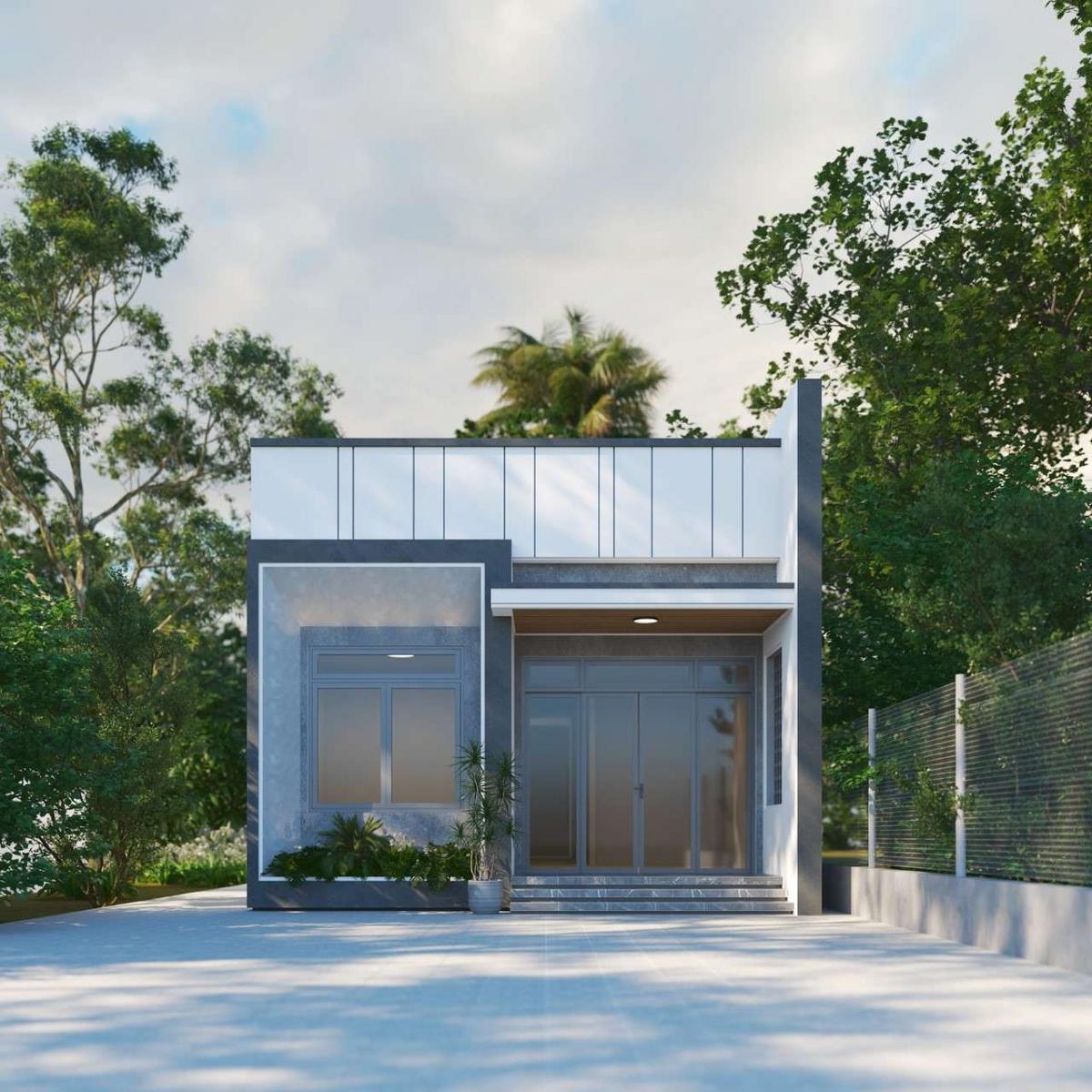 Mẫu nhà cấp 4 nông thôn 2 phòng ngủ hiện đại thiết kế cho đất 30m²