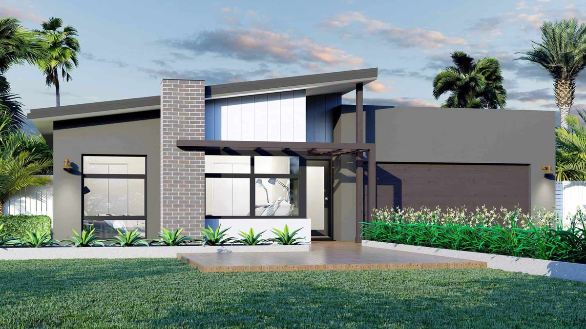 Mẫu nhà cấp 4 nông thôn mái lệch 100m2 cân bằng diện tích và công năng.