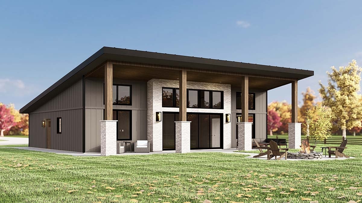 Mẫu nhà cấp 4 nông thôn mái lệch có sân vườn gần gũi thiên nhiên và thư giãn.