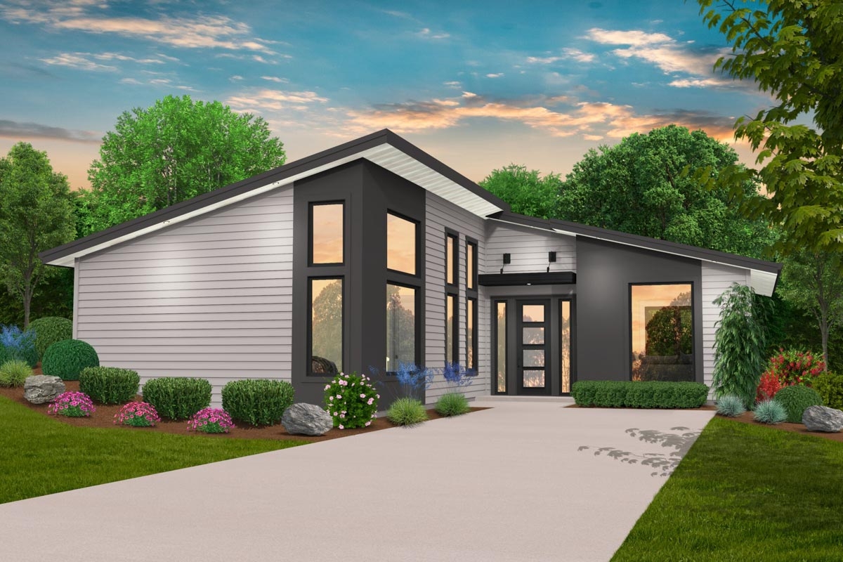 Mẫu nhà cấp 4 nông thôn mái lệch thiết kế hài hòa, tối ưu công năng.