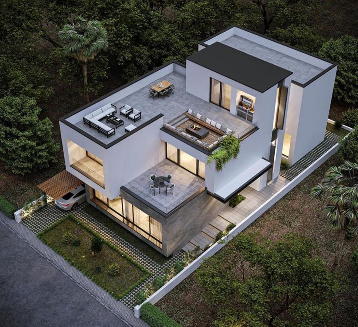 Mẫu nhà không ban công có sân thượng vẫn đầy đủ tiện nghi