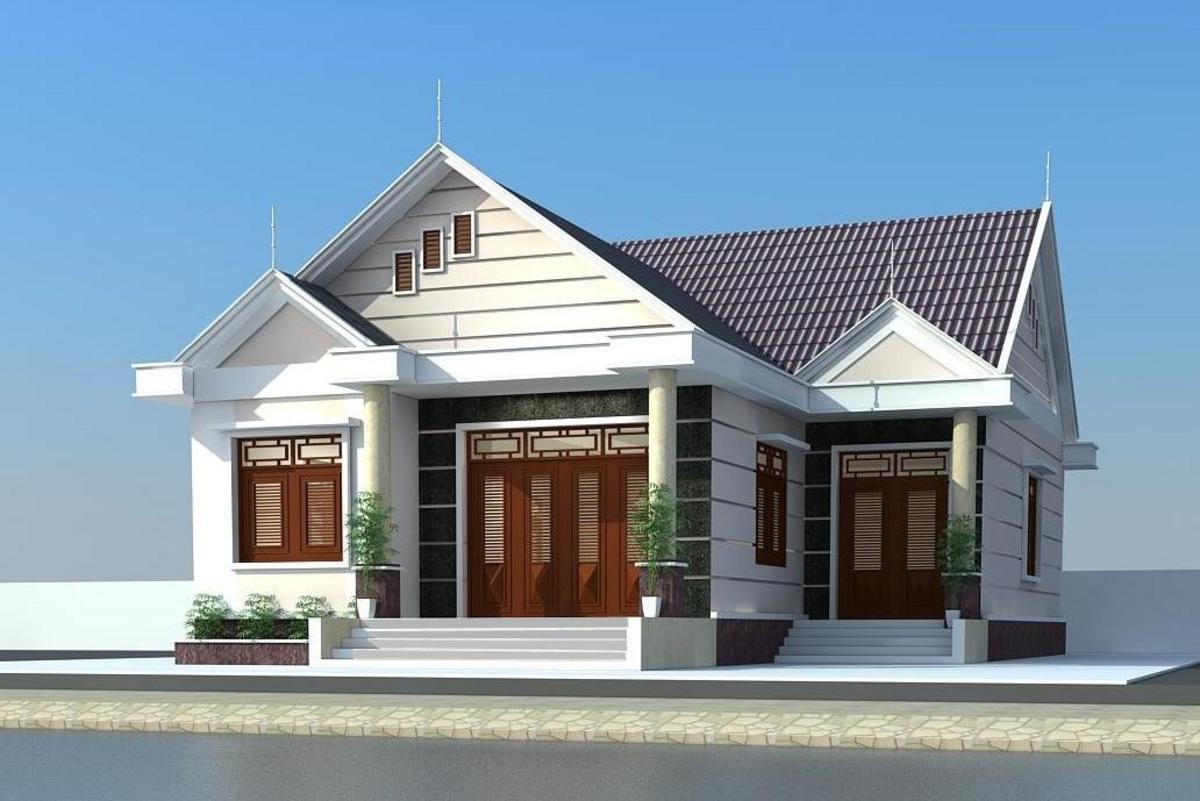 Mẫu nhà không ban công mái thái dốc giúp thoát nước nhanh