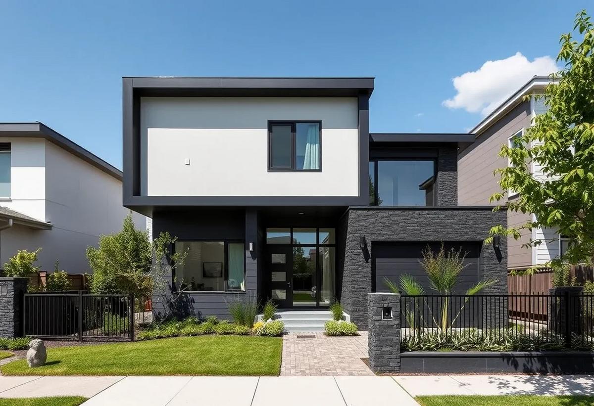 Mẫu nhà không ban công thiết kế tối giản với hình khối tinh gọn