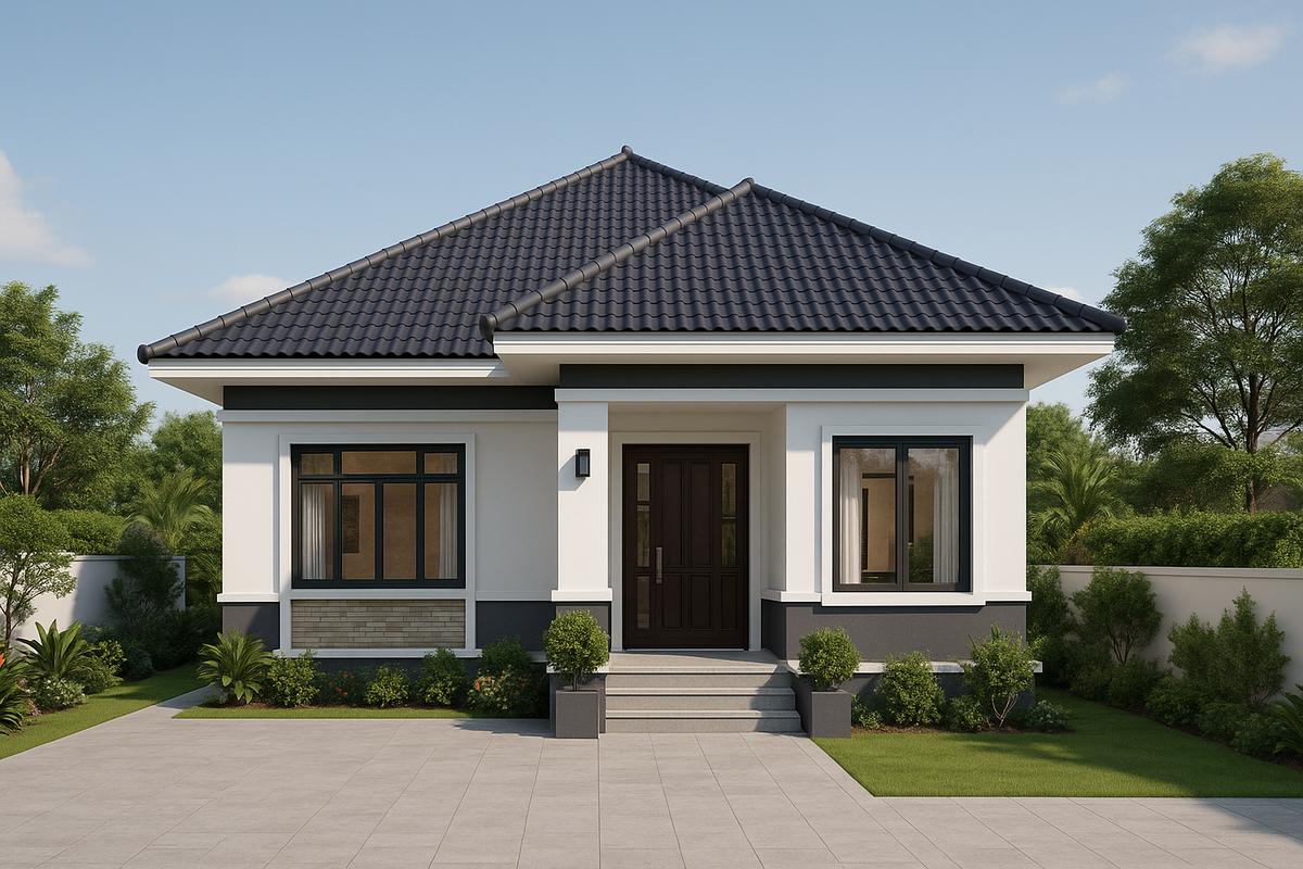 Mẫu nhà mái nhật 1 tầng 2 phòng ngủ cho gia đình nhỏ đầy đủ tiện nghi