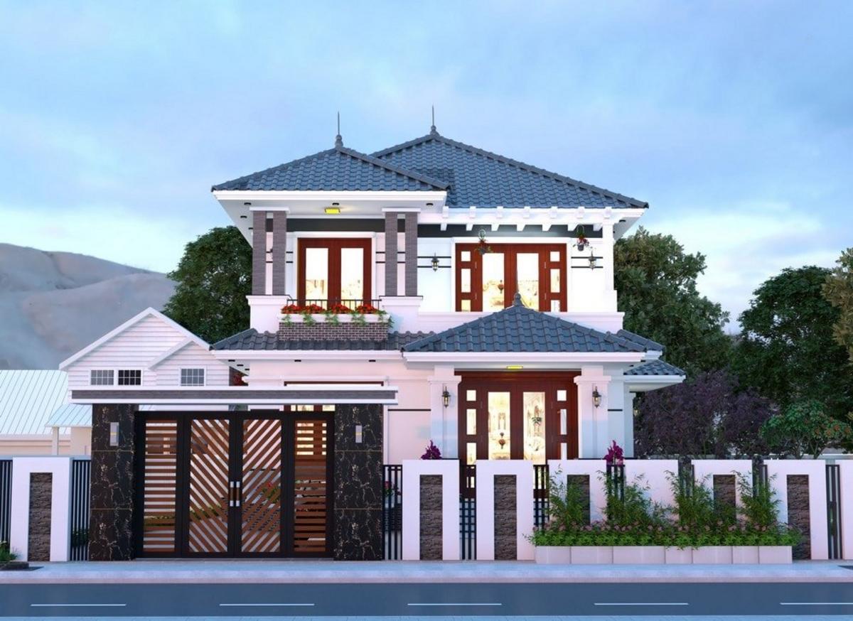 Mẫu nhà mái Nhật 2 tầng hiện đại 4 phòng ngủ phân chia công năng hợp lý