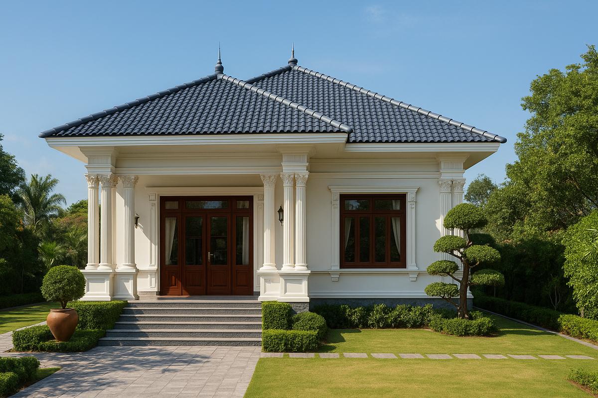 Mẫu nhà một tầng mái Nhật phong cách tân cổ điển