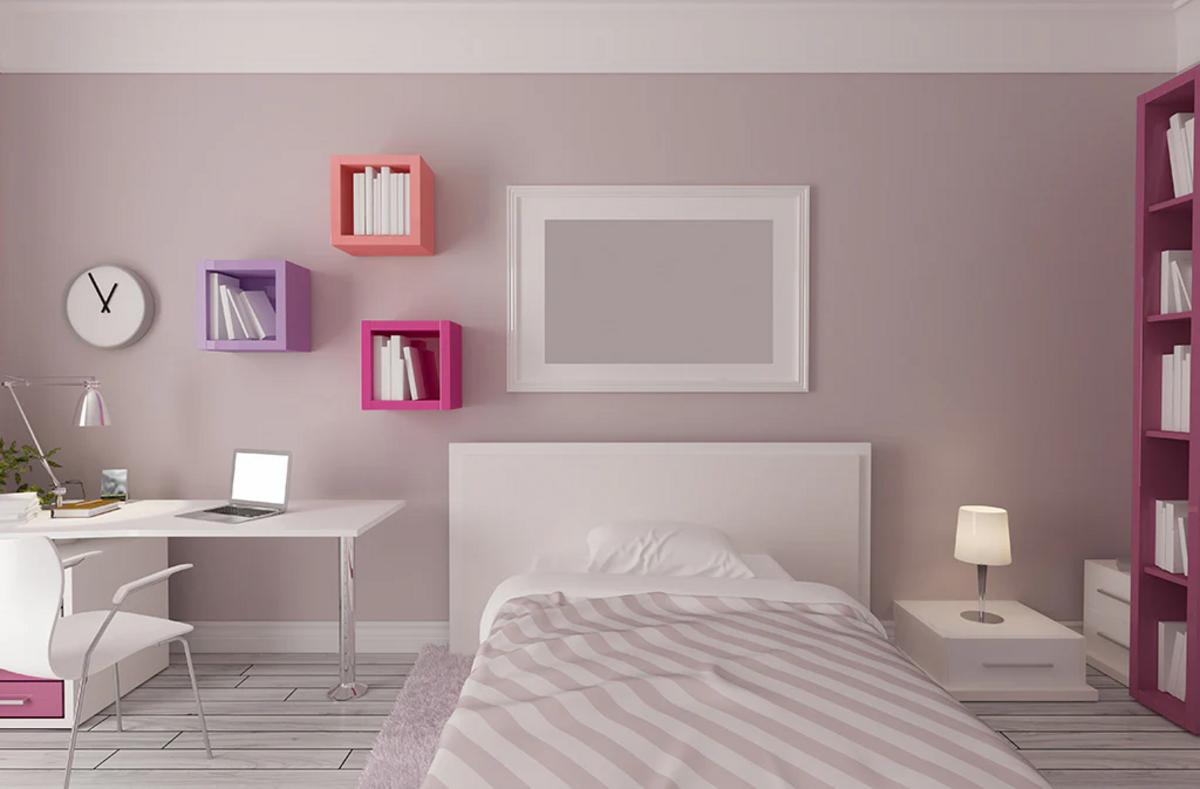 Mẫu phòng ngủ cho bé gái chọn gam trung tính để tạo sự hài hòa nhẹ nhàng