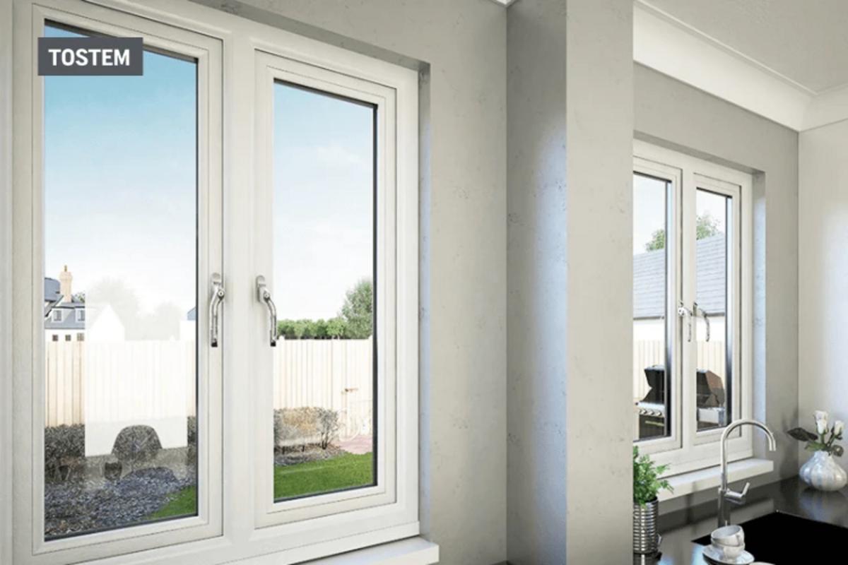Modern 2-panel aluminum casement modern window design.