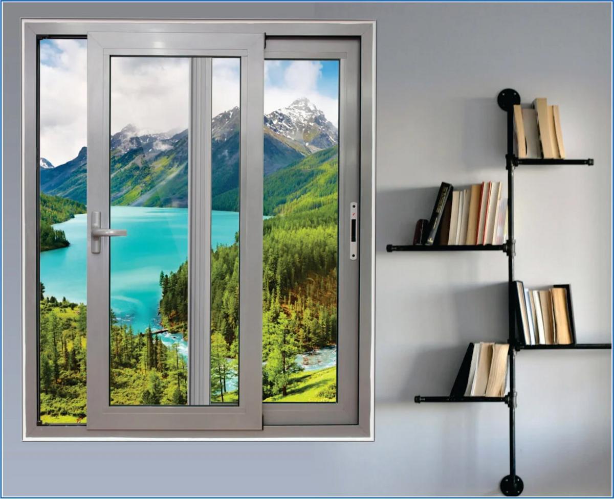 Modern and elegant small 2-panel aluminum sliding doors