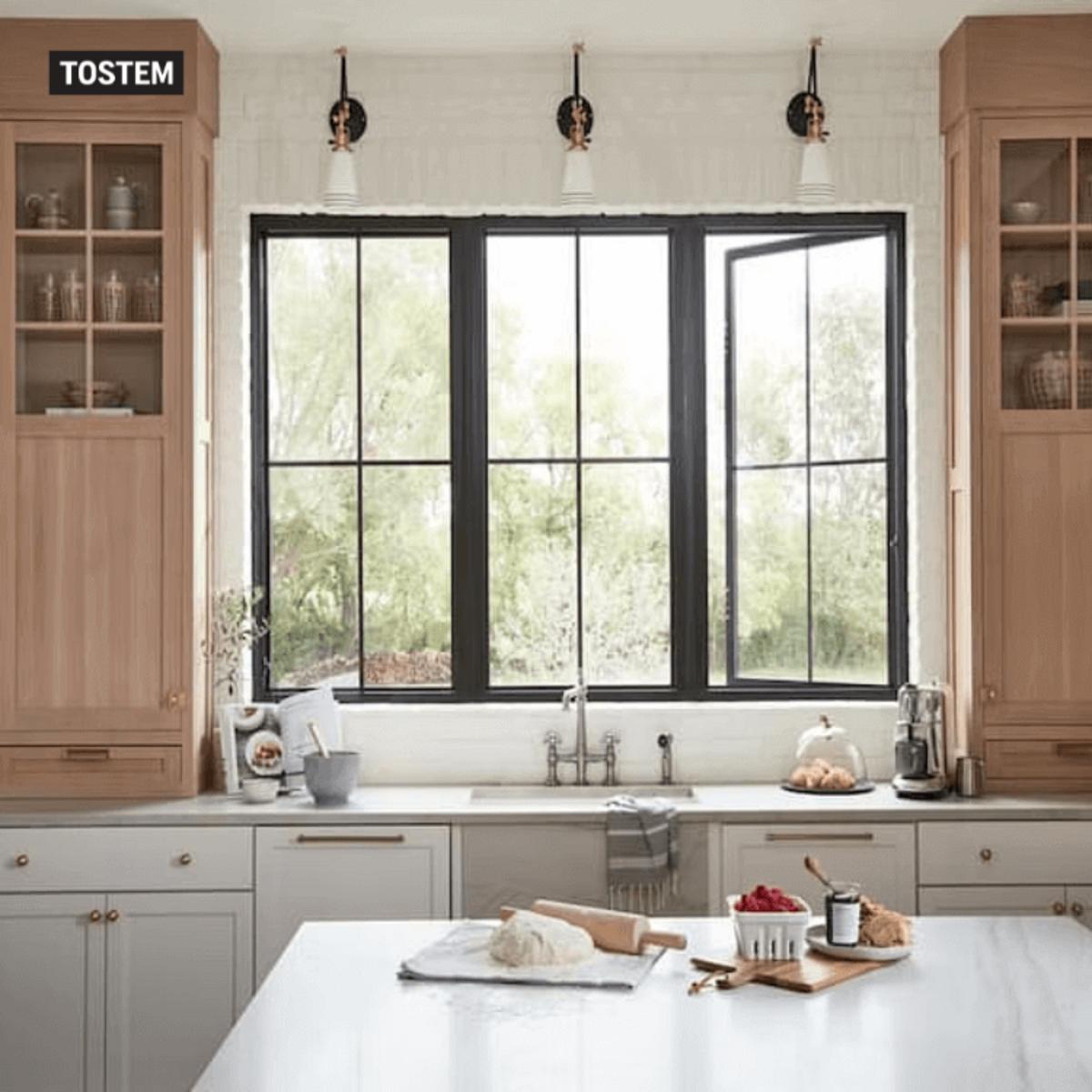 Modern kitchen window model with light reception using window material types