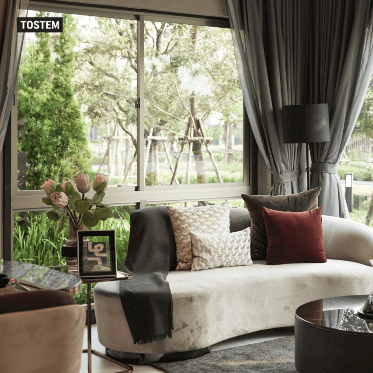 Modern TOSTEM window model for living rooms using window material types