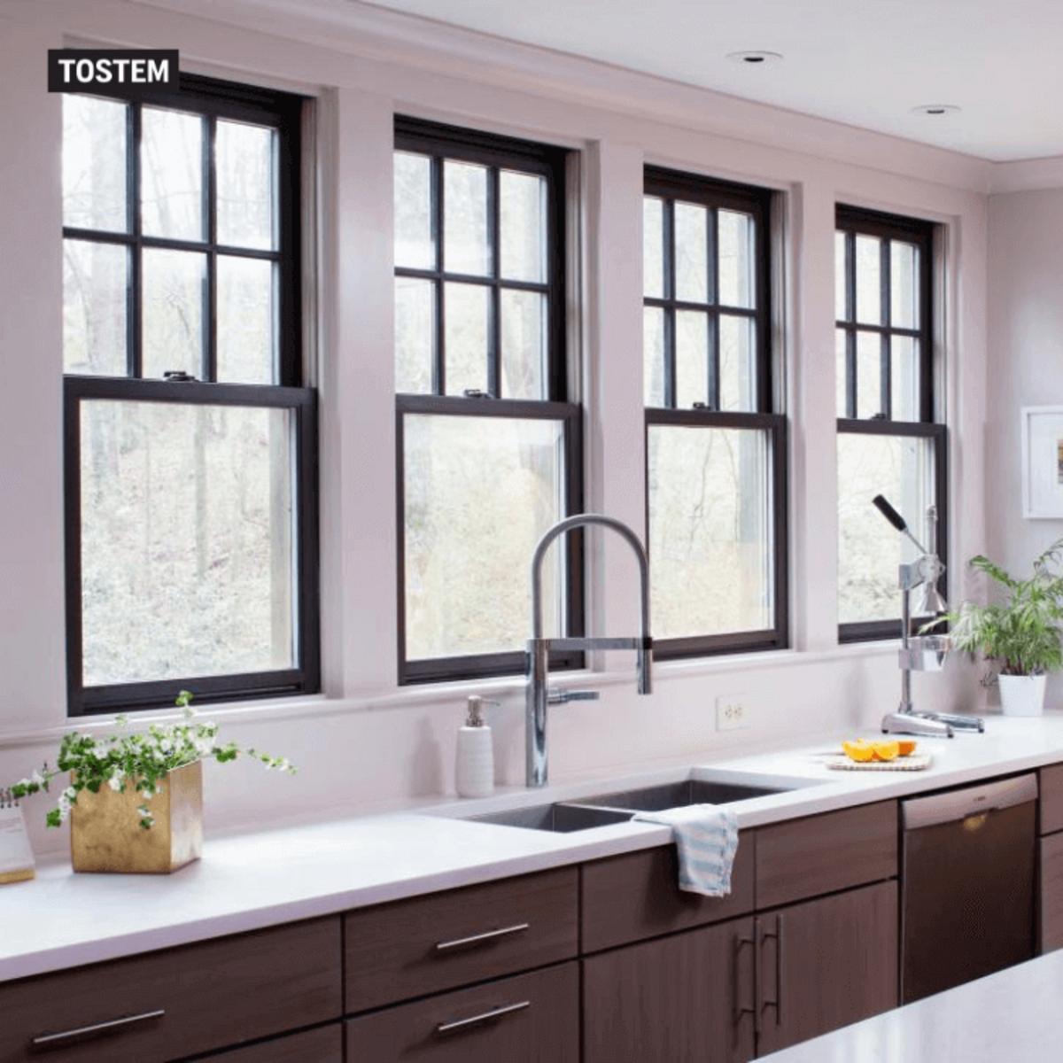 Modern vertical sliding window for kitchens designed with window material types